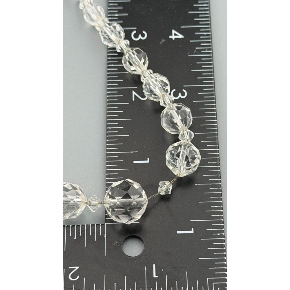 Vintage Necklace Crystal Beads Faceted Graduated Chain Cord Wedding Box 18" - Picture 7 of 8
